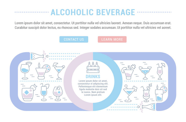 Website Banner and Landing Page of Alcoholic Beverage. - Vector, Image
