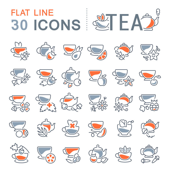 Set Icônes de ligne vectorielle de thé
. - Vecteur, image