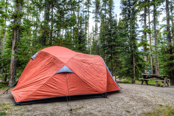 夏のバンフ国立公園でのキャンプ - 写真・画像