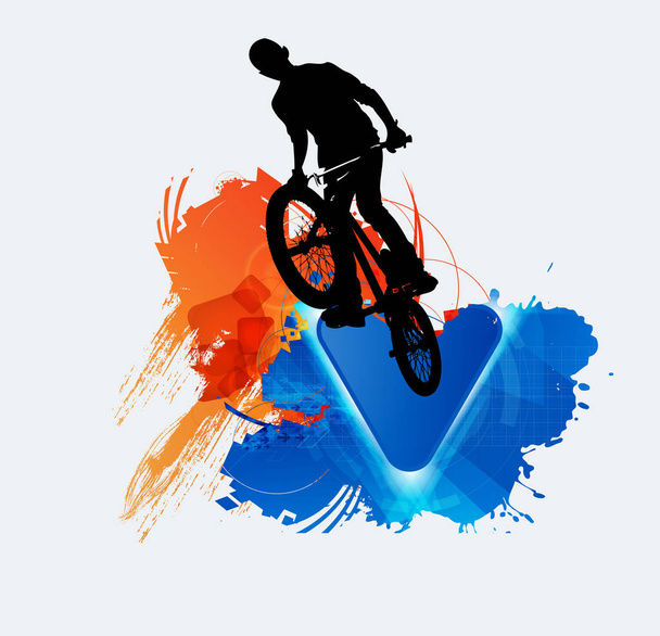 Silhouette eines Fahrradspringers, Vektorillustration - Vektor, Bild