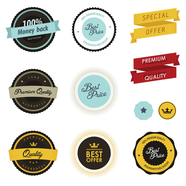 Set of vintage sale labels, badges and stickers - Vetor, Imagem