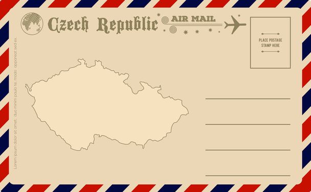 Vintage καρτ-ποστάλ με χάρτη της Τσεχικής Δημοκρατίας - Διάνυσμα, εικόνα
