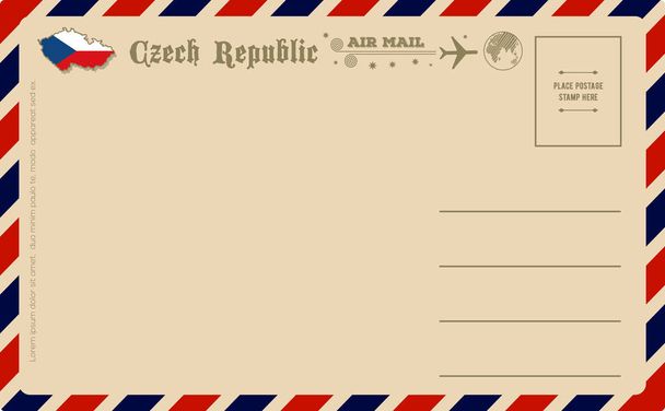 Vintage καρτ-ποστάλ με χάρτη της Τσεχικής Δημοκρατίας - Διάνυσμα, εικόνα