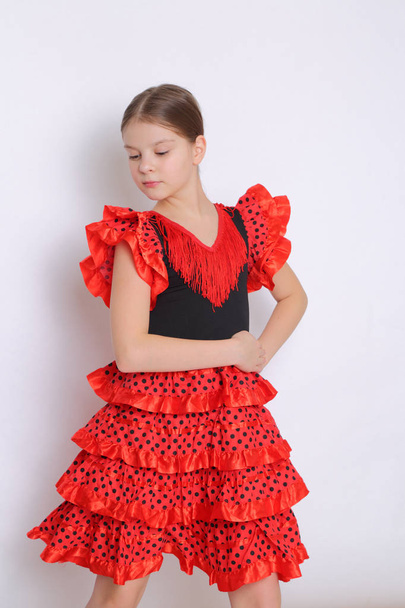 Studio image of european teen girl as a flamenco (Spanish) dancer - Zdjęcie, obraz