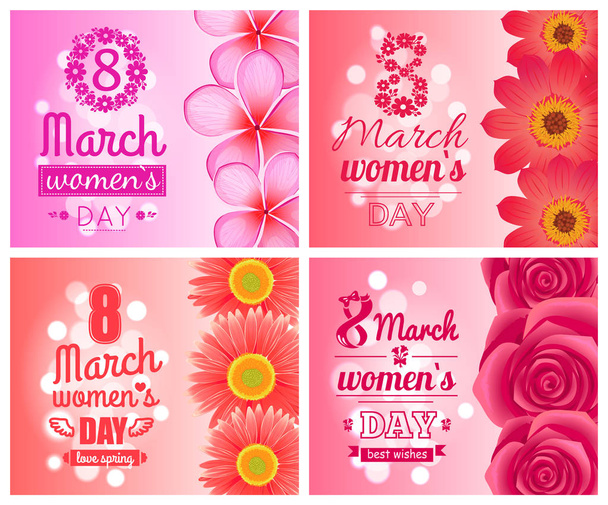 Posters on International Women Day Holiday 8 March - Vetor, Imagem