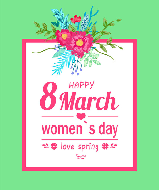 Happy 8 March Women Day Poster Vector Illustration - Vector, Image