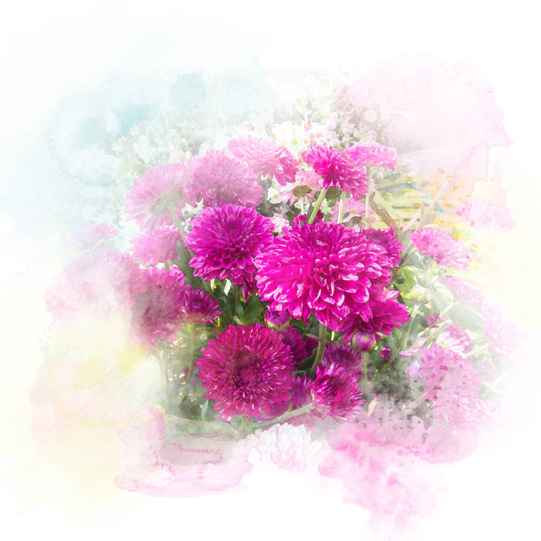 Illustration of blossom chrysanthemum flower. - Photo, Image