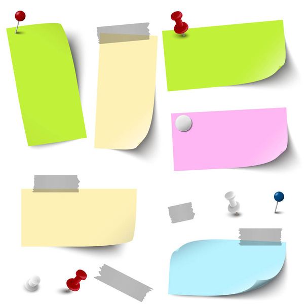 пустые цветные бумаги с принадлежностями
 - Вектор,изображение