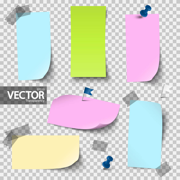 papeles de colores vacíos con accesorios con transparencia vectorial
 - Vector, Imagen