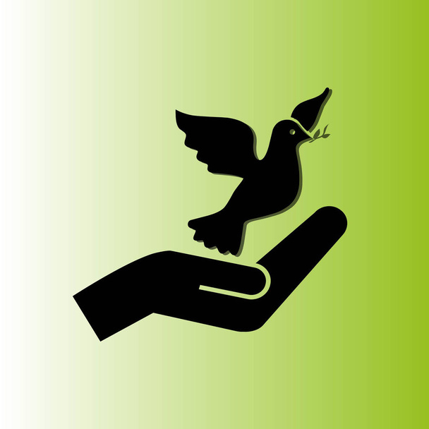 鳩と手のベクトル アイコン - ベクター画像