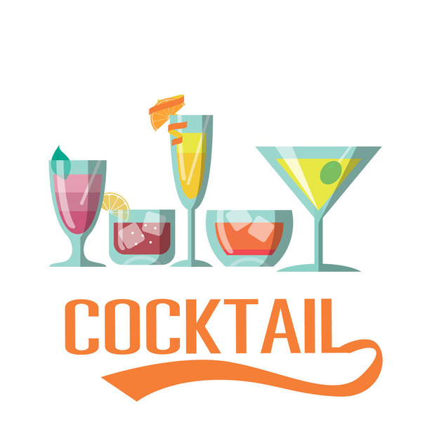 Cocktail Set Of Cocktail Background Vector Image - Vecteur, image