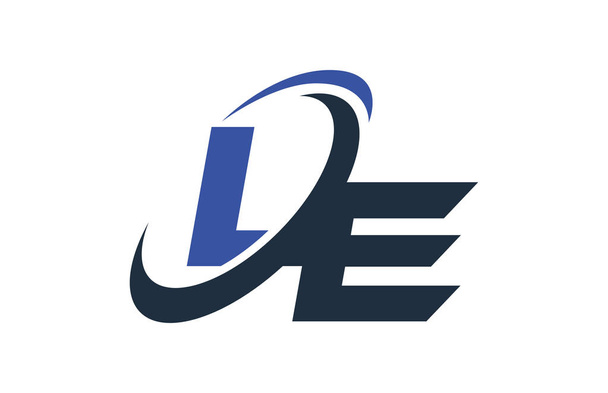 LE Blue Swoosh Global Digital Business Letter Logo - Vector, Image