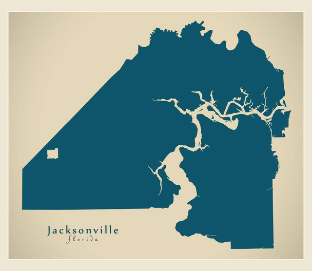 Сучасні карту - міста Джексонвілл, Флорида, США - Вектор, зображення