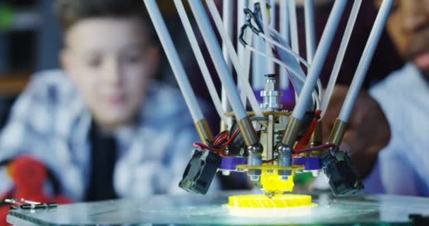 Profesor con niños explorando la impresión 3D
 - Metraje, vídeo