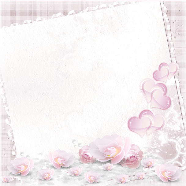 Valentines and wedding background with hearts and flowers - Φωτογραφία, εικόνα