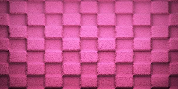 Abstract shocking pink carpet checkerboard pattern Texture Background. 3D Rendered. - Photo, Image