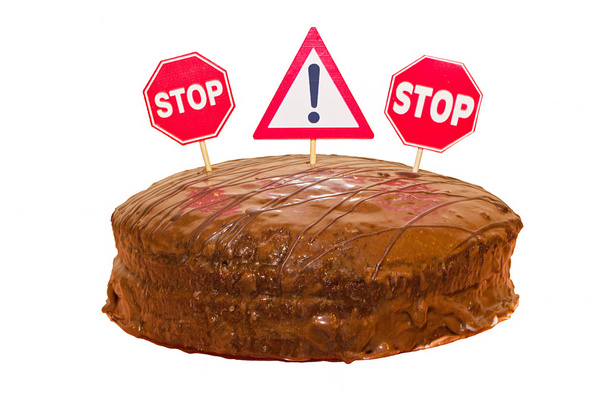 chocolate cake met verbodsbepalingen verkeersborden - Foto, afbeelding
