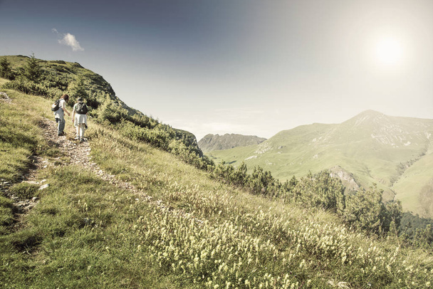 Πεζοπορία στα βουνά, σε μια καλοκαιρινή μέρα - Φωτογραφία, εικόνα