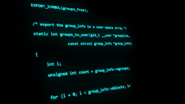 Κώδικα προγραμματισμού C που λειτουργεί στην οθόνη του υπολογιστή - Πλάνα, βίντεο