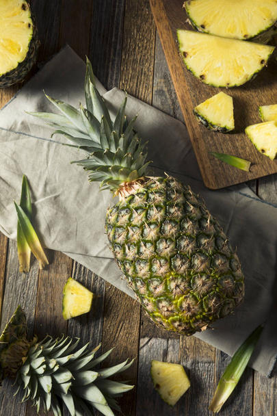 Raw Yellow Organic Pineapple Slices - Foto, Imagen