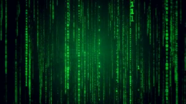 Falling binary code in the matrix style in the technological space - Footage, Video