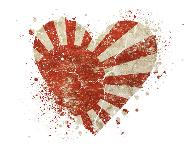 Szív alakú grunge japán Nippon évjárat, zászló  - Fotó, kép