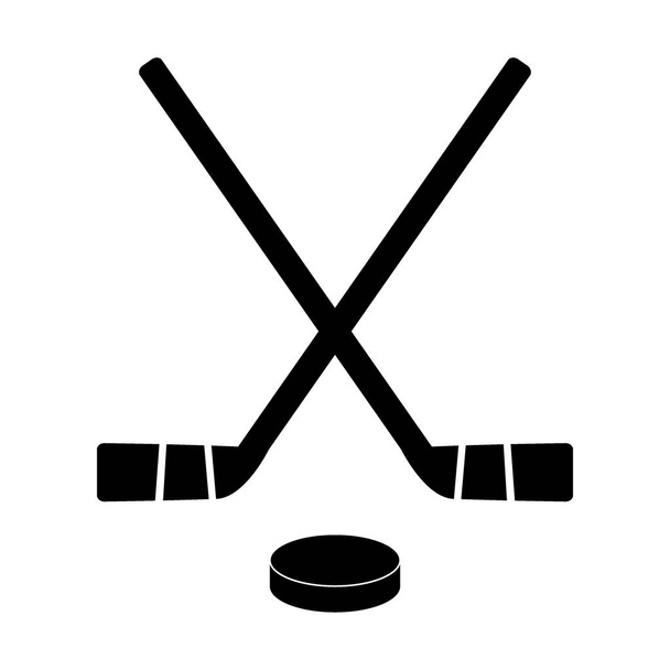 Two crossed hockey sticks and puck. - Vector, Image