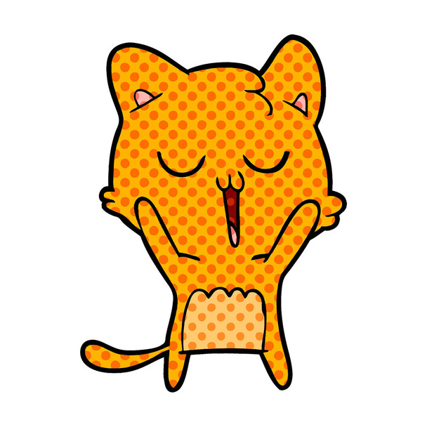  vector illustration of cartoon cat singing - Vektor, obrázek
