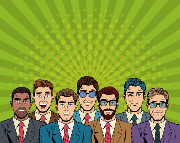 Business teamwork pop art cartoon - Vector, Image