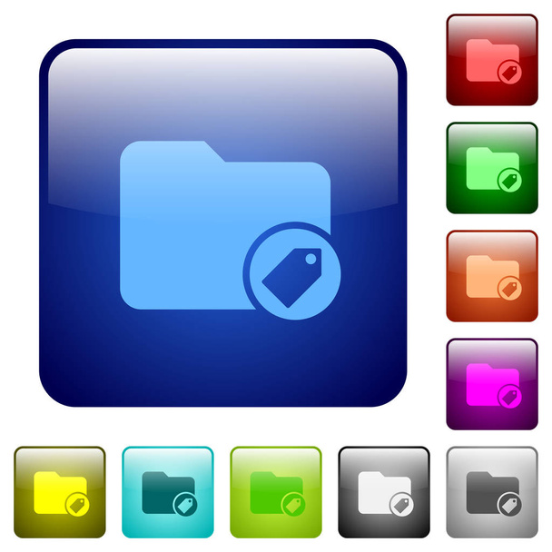 ディレクトリの色の正方形ボタンをタグ付け - ベクター画像