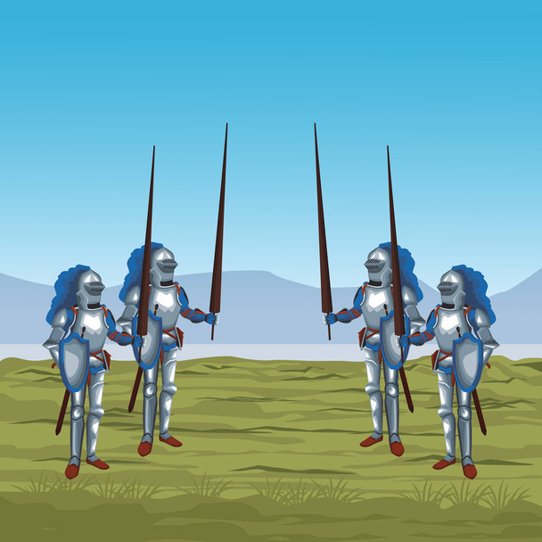 Średniowiecznych wojowników na wojnie - Wektor, obraz