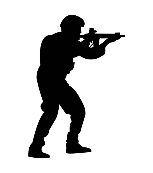Солдат морской пехоты с оружием
 - Вектор,изображение