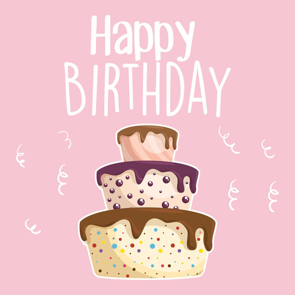 Boldog születésnapot kártya édes sütemény - Vektor, kép