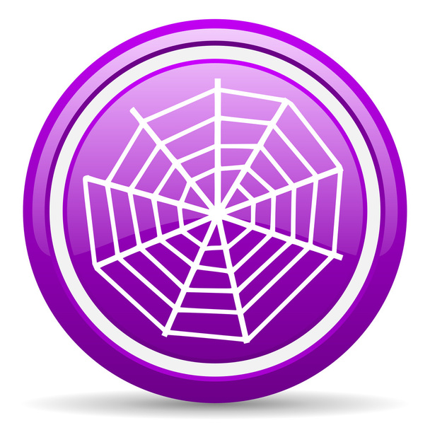 spider web violet glossy icon on white background - Valokuva, kuva