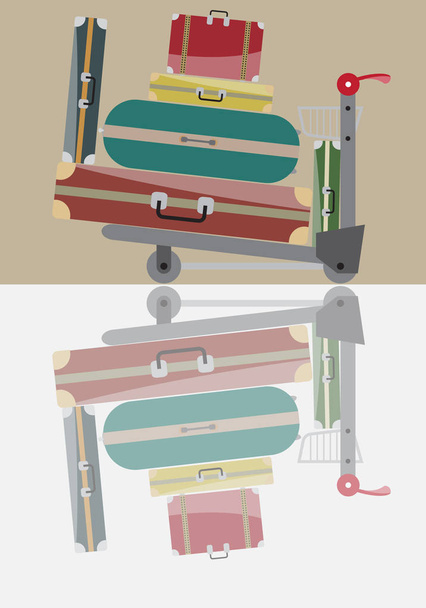 poggyász kocsi vektoros illusztráció - Vektor, kép