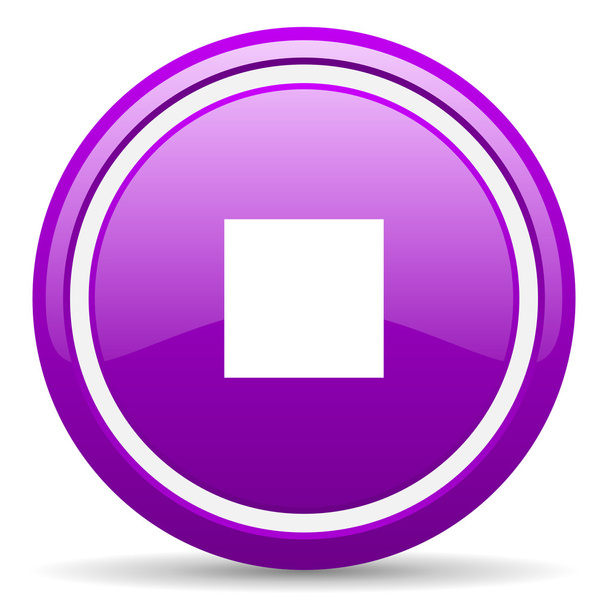 stop violet glossy icon on white background - Φωτογραφία, εικόνα