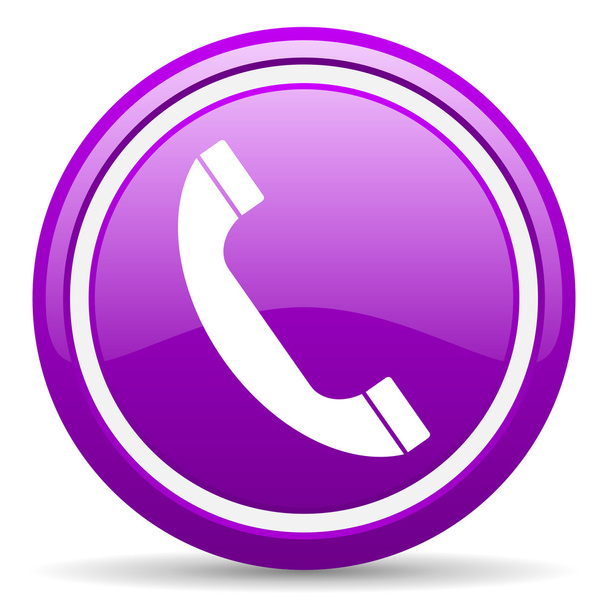 phone violet glossy icon on white background - 写真・画像