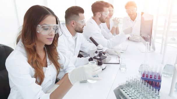 group of young scientists working in the laboratory. - Foto, Imagen
