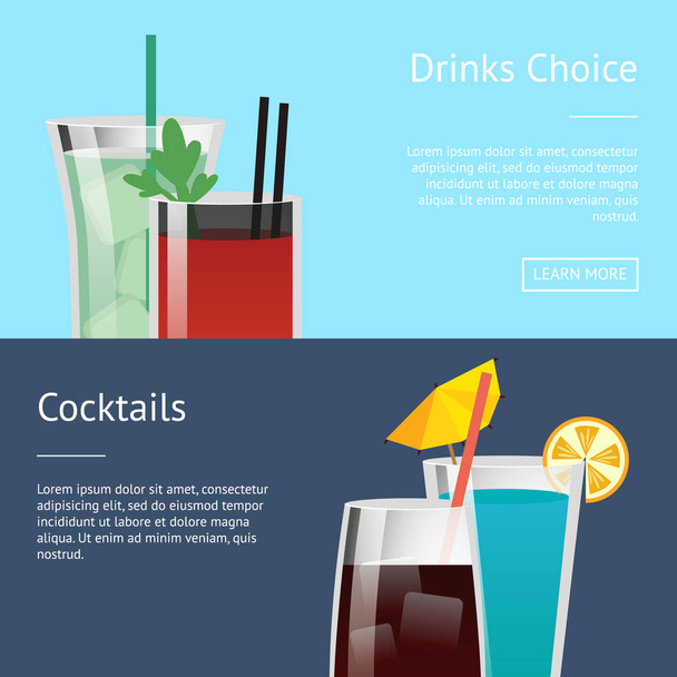 Drinks Choice Cocktail Poster Set with Bloody Mary - Vektor, kép