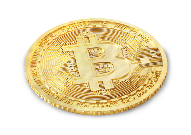 Beyaz izole bitcoin para. Madencilik. 3D çizim - Fotoğraf, Görsel