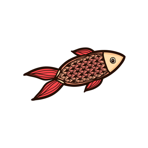 rode vis geïsoleerd op witte achtergrond - Vector, afbeelding