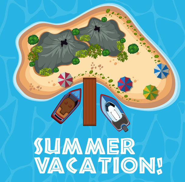 Summer vacation theme with island in the ocean - Vector, Image