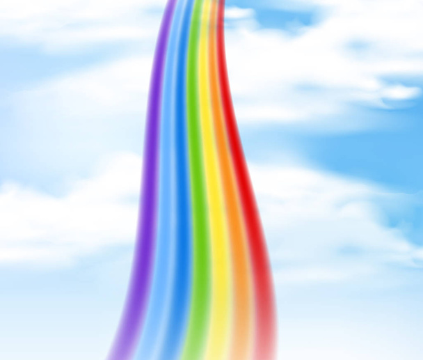 Цветная радуга в голубом небе
 - Вектор,изображение