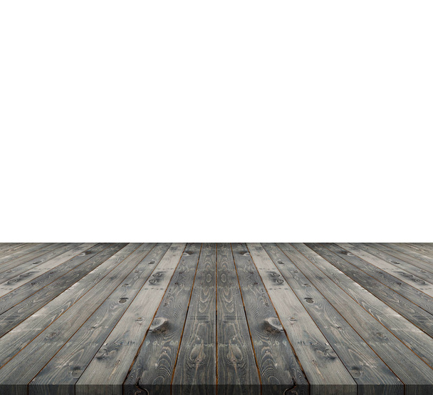 Plateau vide de comptoir de table en bois isolé sur blanc. Sauvé avec
  - Photo, image