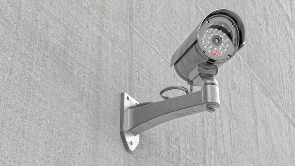 Câmera de vigilância na parede de concreto ilustração 3d
 - Foto, Imagem
