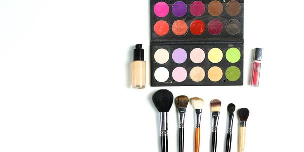 makeup brushes set for professional on white background - Photo, Image