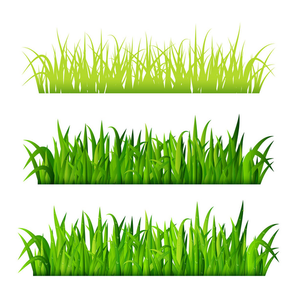 Zielona trawa graniczy na białym tle na białe tło wektor zestaw - Wektor, obraz