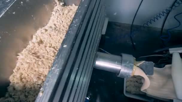 Fragmented dough is being converted into a straight smooth layer - Filmati, video