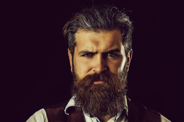 Man with long beard, moustache and grey hair - Foto, imagen