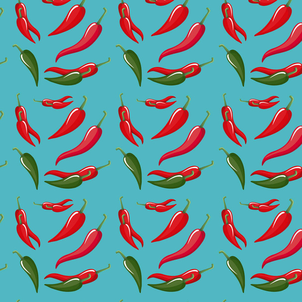 chili peppers pattern in blue background - Vector, Image